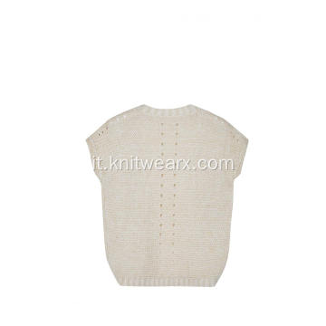 Cardigan da bambina in maglia con ricamo Pointelle Logo Cape